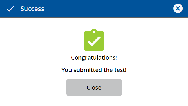 An image of the test submitted screen
