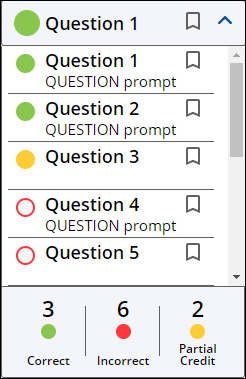 An image of the  Question Navigation bar in the Graded Test view